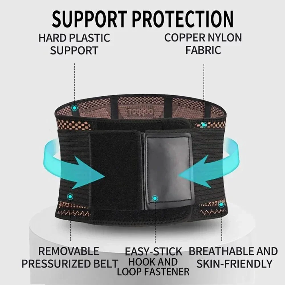 Waist Support Brace Belt Copper Lumbar Lower Back Pain Relief For Men Women - Picture 5 of 6